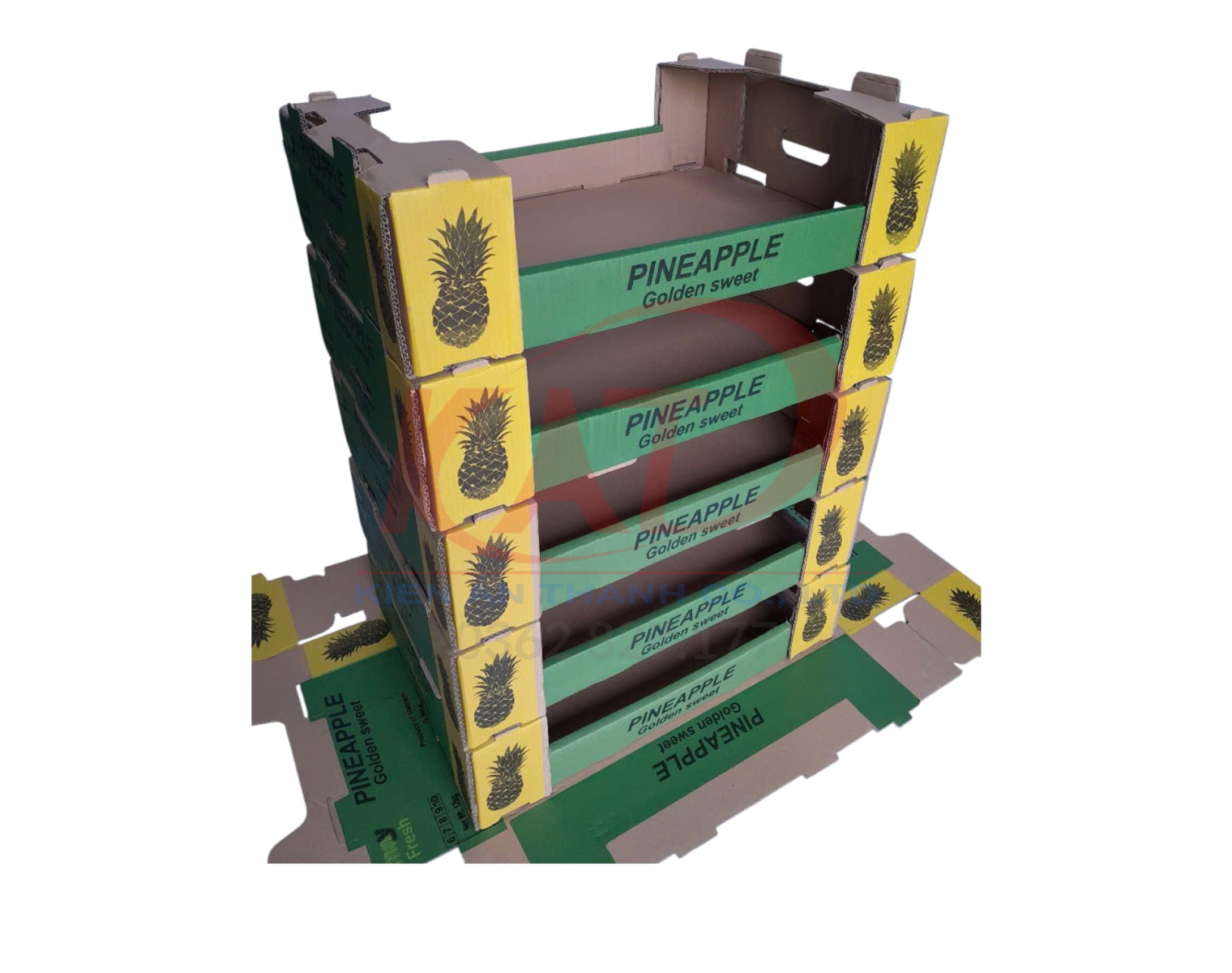 Khây giấy carton 5 lớp in flexo đựng khóm 